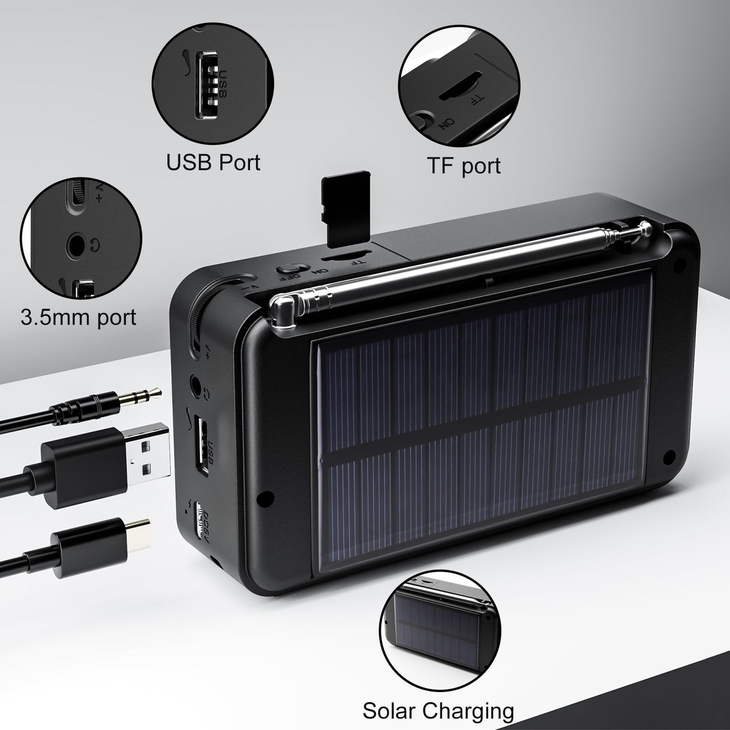 Gallypek DAB+ Radio FM Bluetooth 5.0 Akku Solar USB Küchenradio