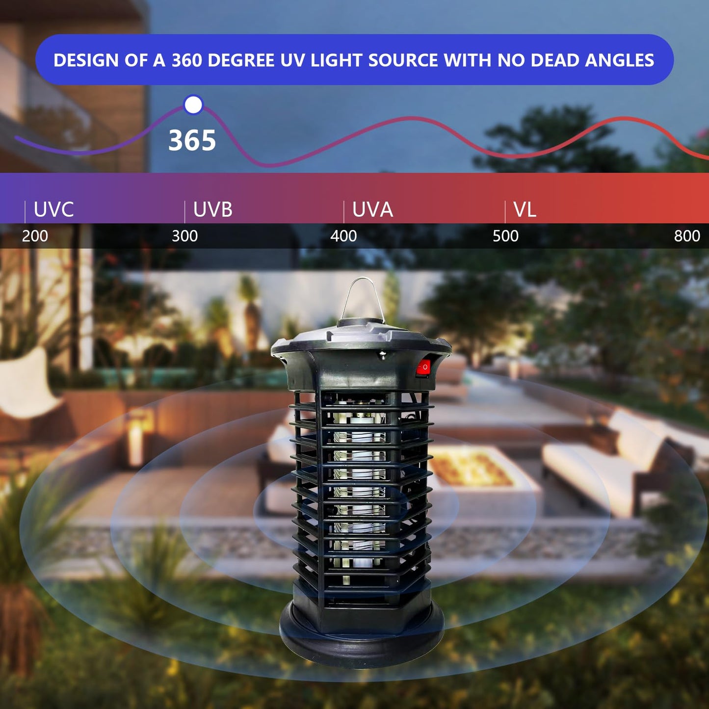 4000V Elektrischer Mückenvernichter Insektenfalle 18W UV Lampe Indoor Outdoor