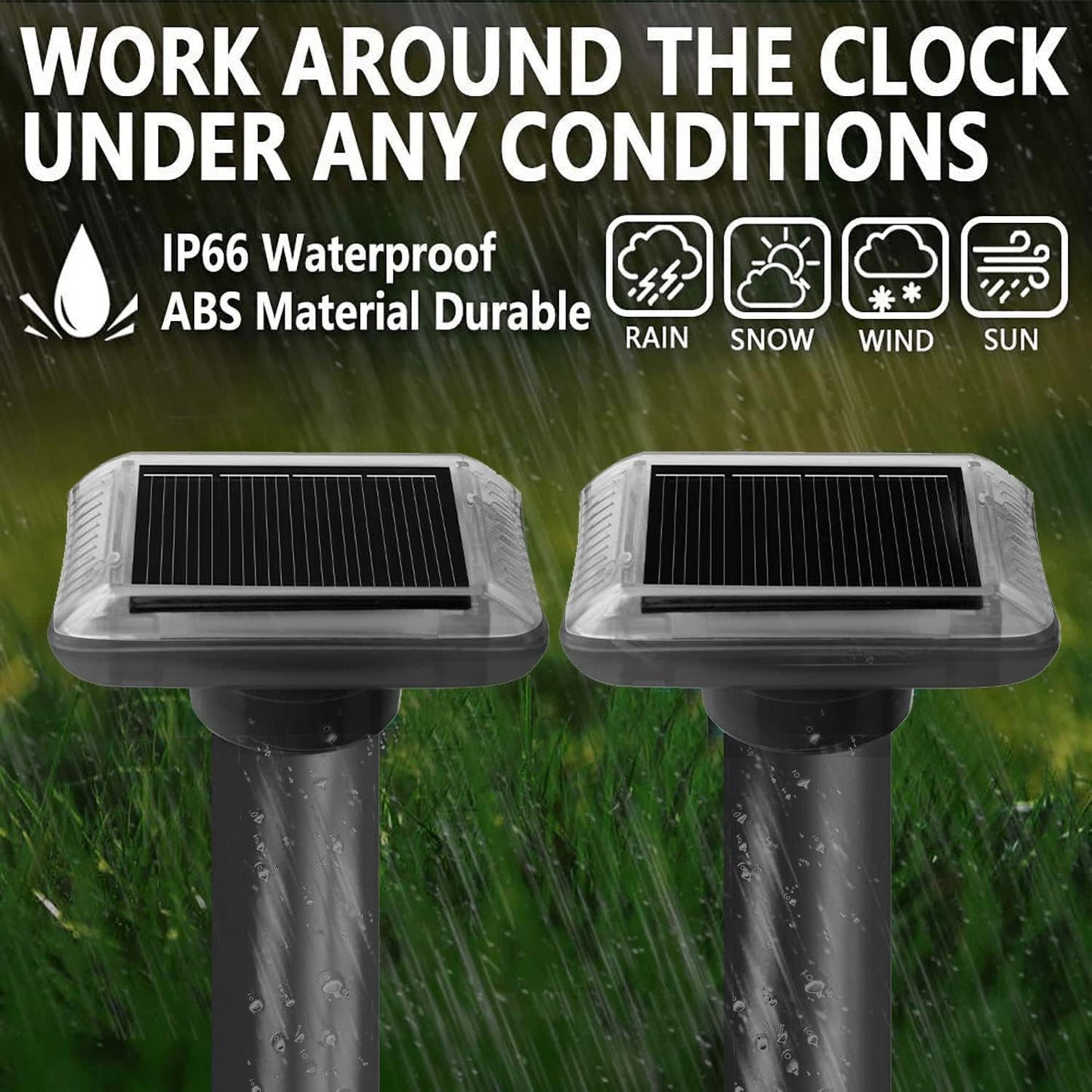 WUGEIN Solar Maulwurfvertreiber 4er Set Ultraschall IP66 Garten