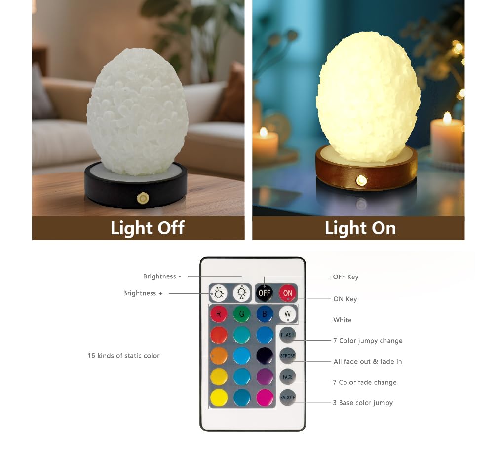 SSY LED Nachtlicht 3D Blumen Touchlampe USB Holzsockel dimmbar