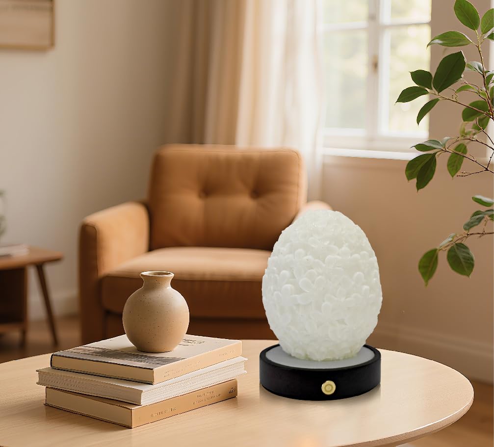 SSY LED Nachtlicht 3D Blumen Touchlampe USB Holzsockel dimmbar