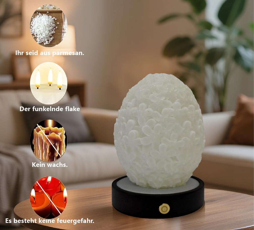 SSY LED Nachtlicht 3D Blumen Touchlampe USB Holzsockel dimmbar