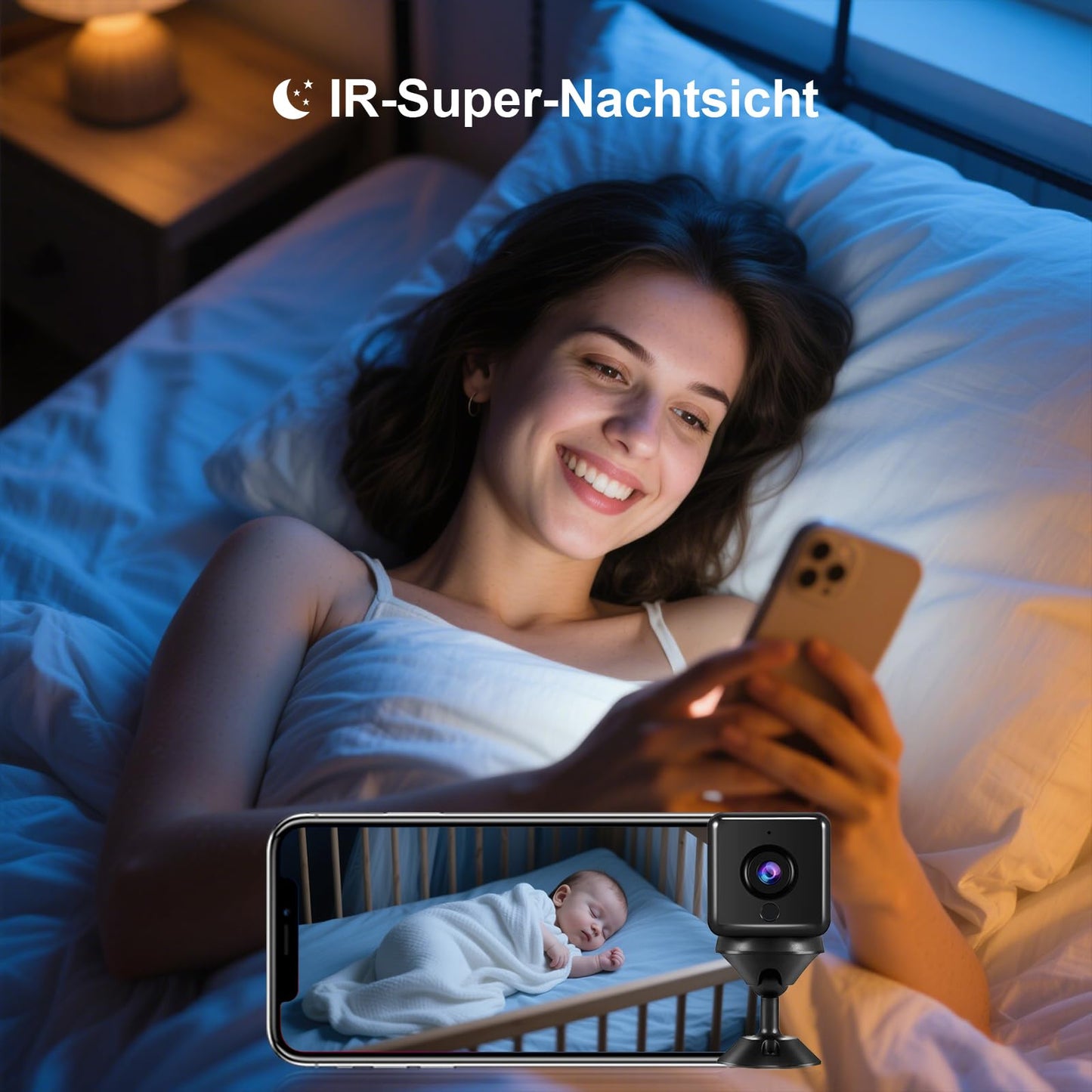 Mini Innenraum Sicherheitskamera 4K WLAN mit Nachtsicht & Bewegung