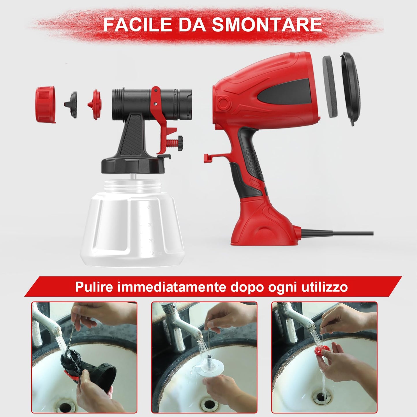 650W Farbsprühsystem 1200ml Behälter 4 Düsen Profi Lackiergerät