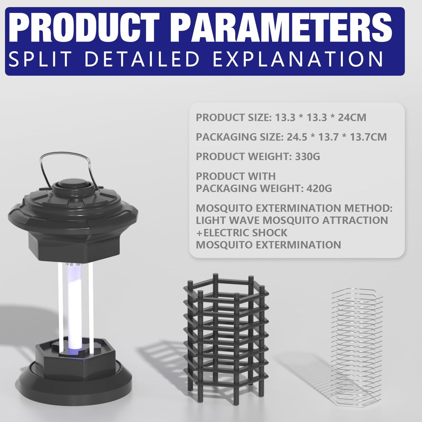 4000V Elektrischer Mückenvernichter Insektenfalle 18W UV Lampe Indoor Outdoor