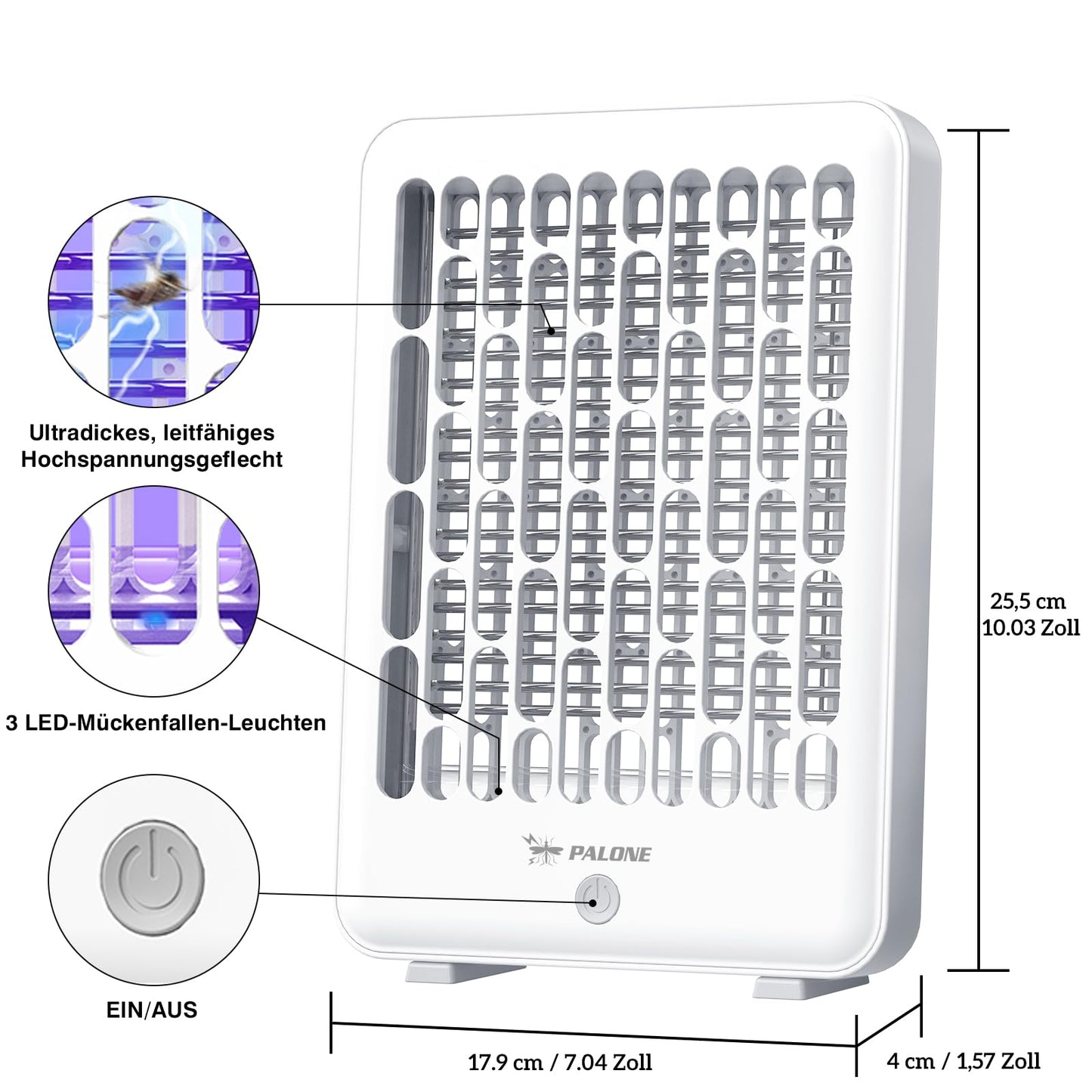 Elektrischer Insektenvernichter 4000V USB C Mückenlampe LED Akku