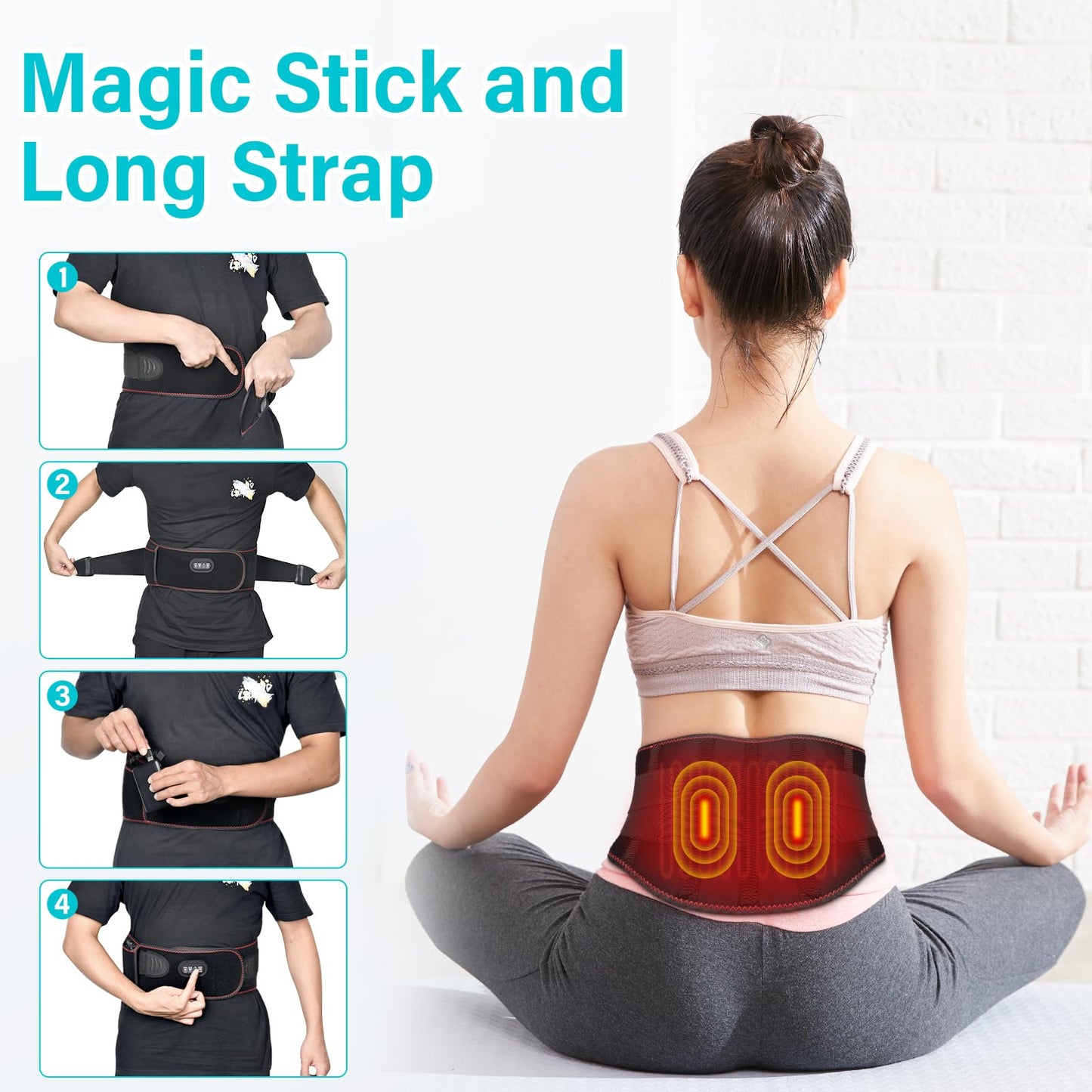 Naxup Heizgurt Rücken 5000mAh Akku Massage 3 Stufen Auto Off Rot