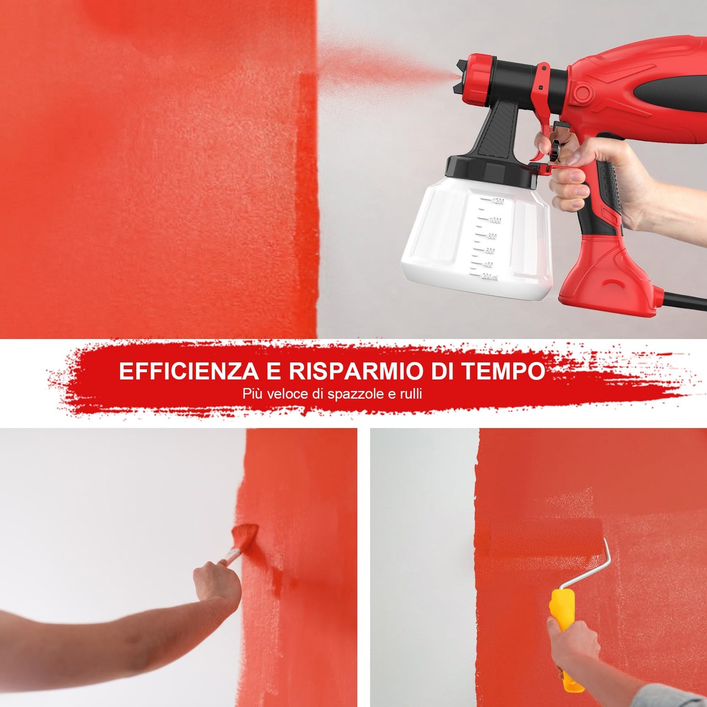 650W Farbsprühsystem 1200ml Behälter 4 Düsen Profi Lackiergerät