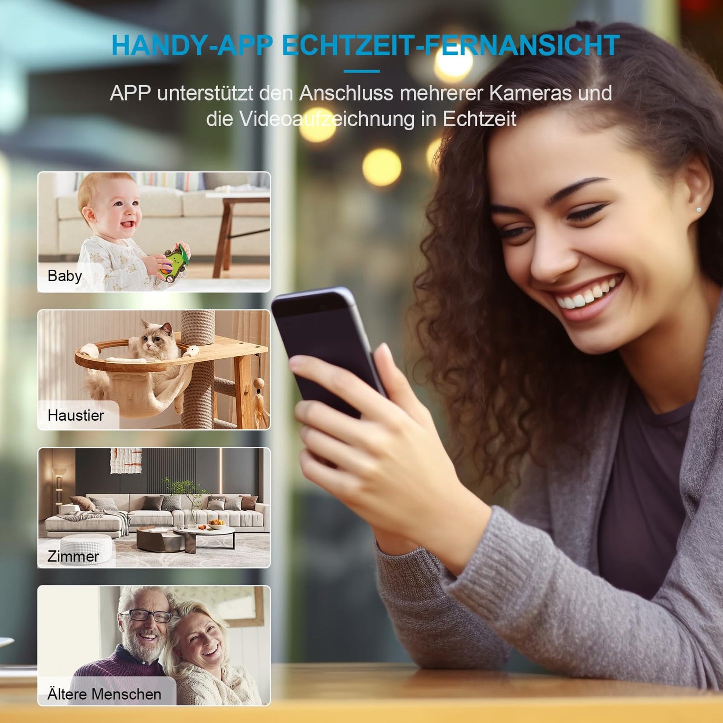 Mini Innenraum Sicherheitskamera 4K WLAN mit Nachtsicht & Bewegung