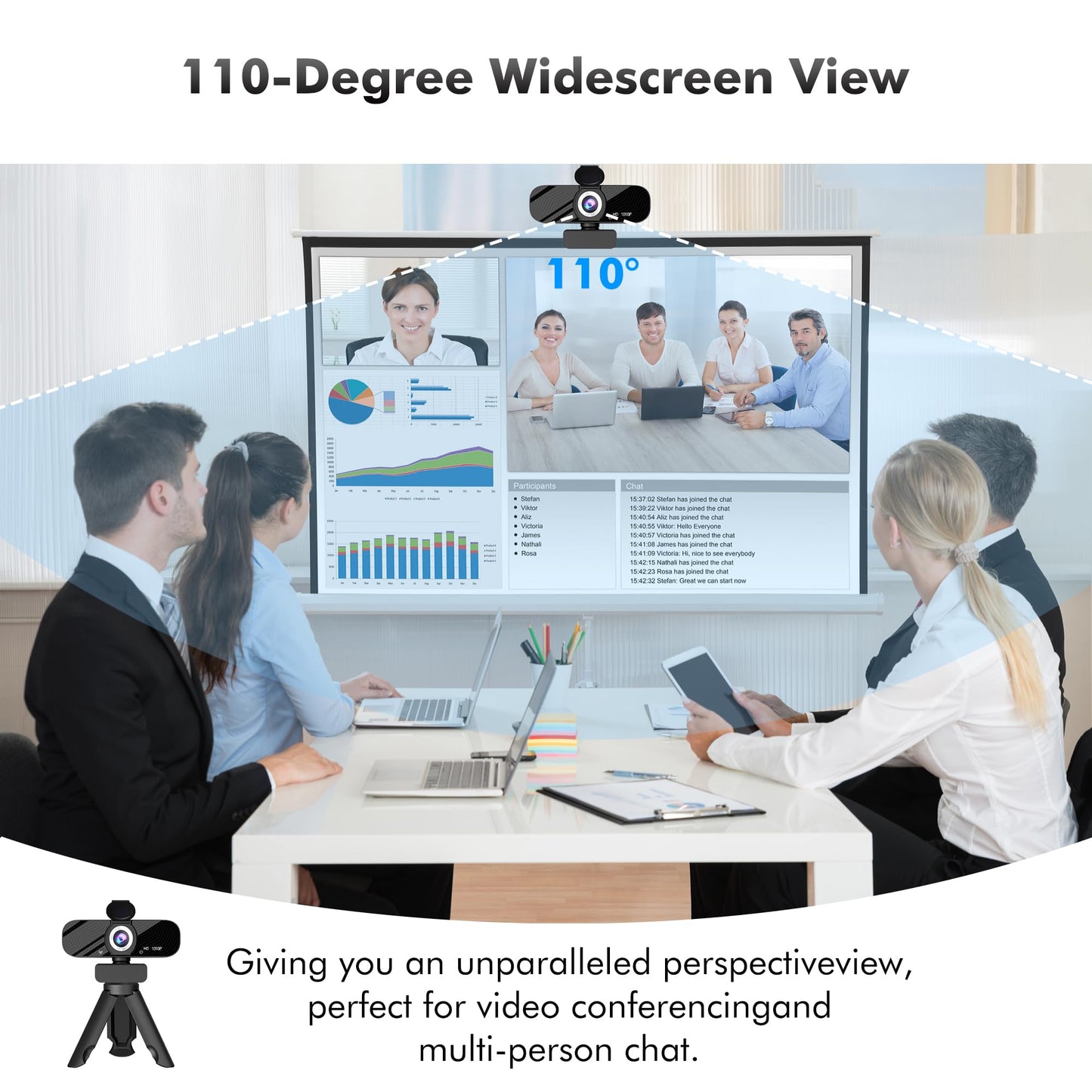 Gohero HD Webcam 1080P mit Mikrofon USB Lichtkorrektur PC Mac