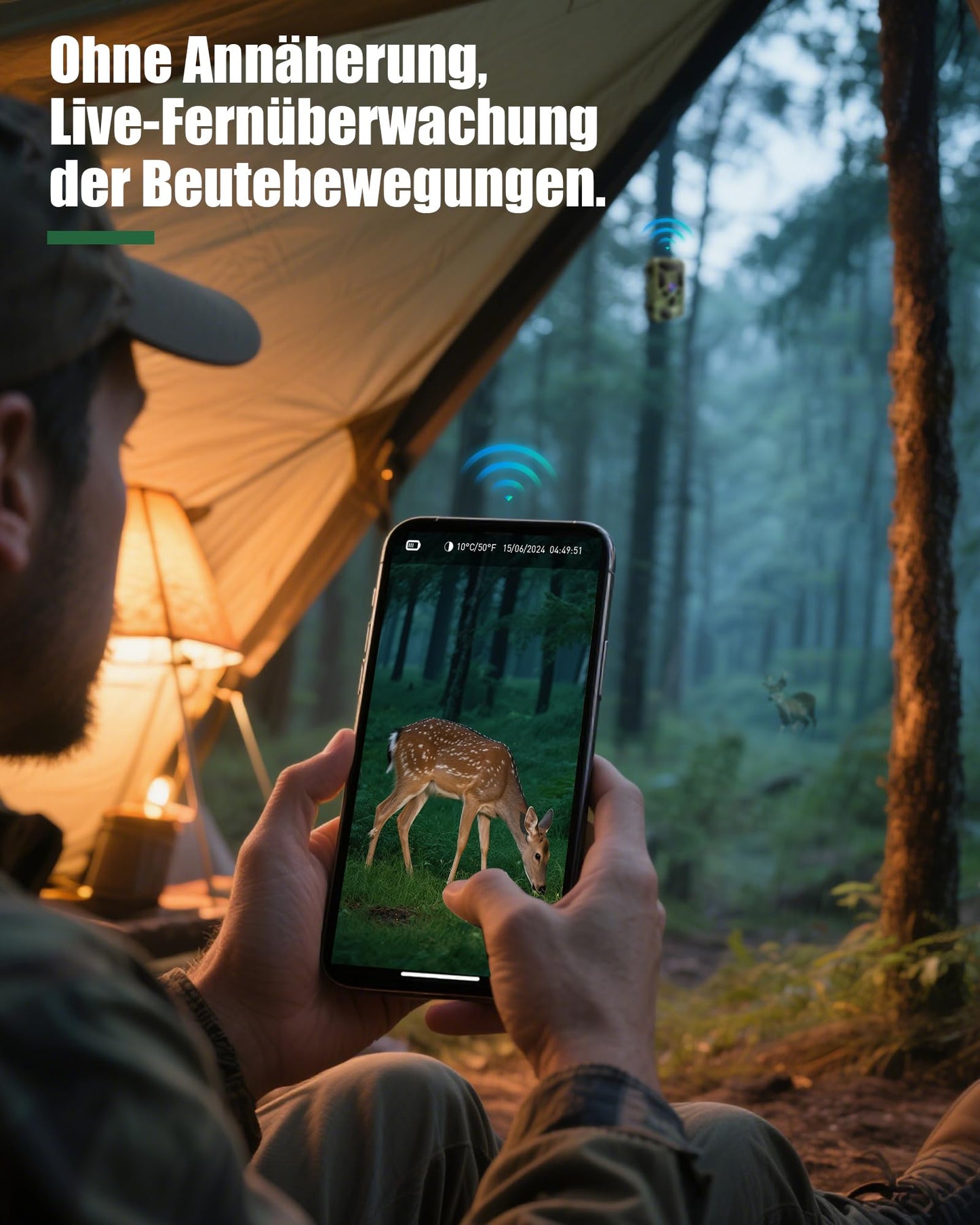 HAZA 4K WLAN Wildkamera 60MP Nachtsicht IP66 App Jagdkamera