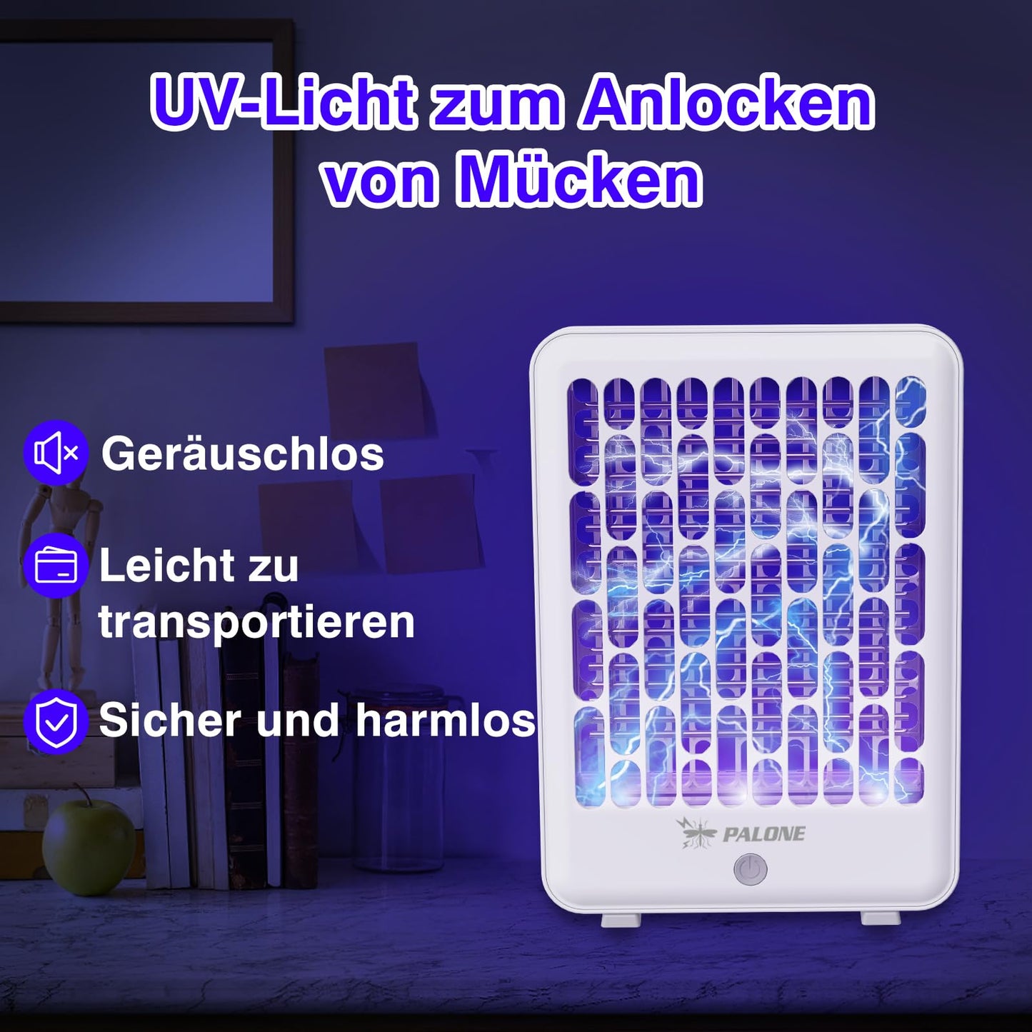 Elektrischer Insektenvernichter 4000V USB C Mückenlampe LED Akku