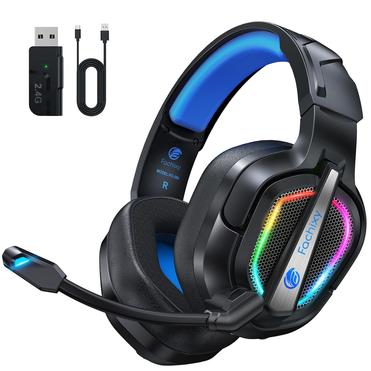 Fachixy FC200 Funk Gaming Headset 2.4G BT PS5 PC Switch 40h Mic+