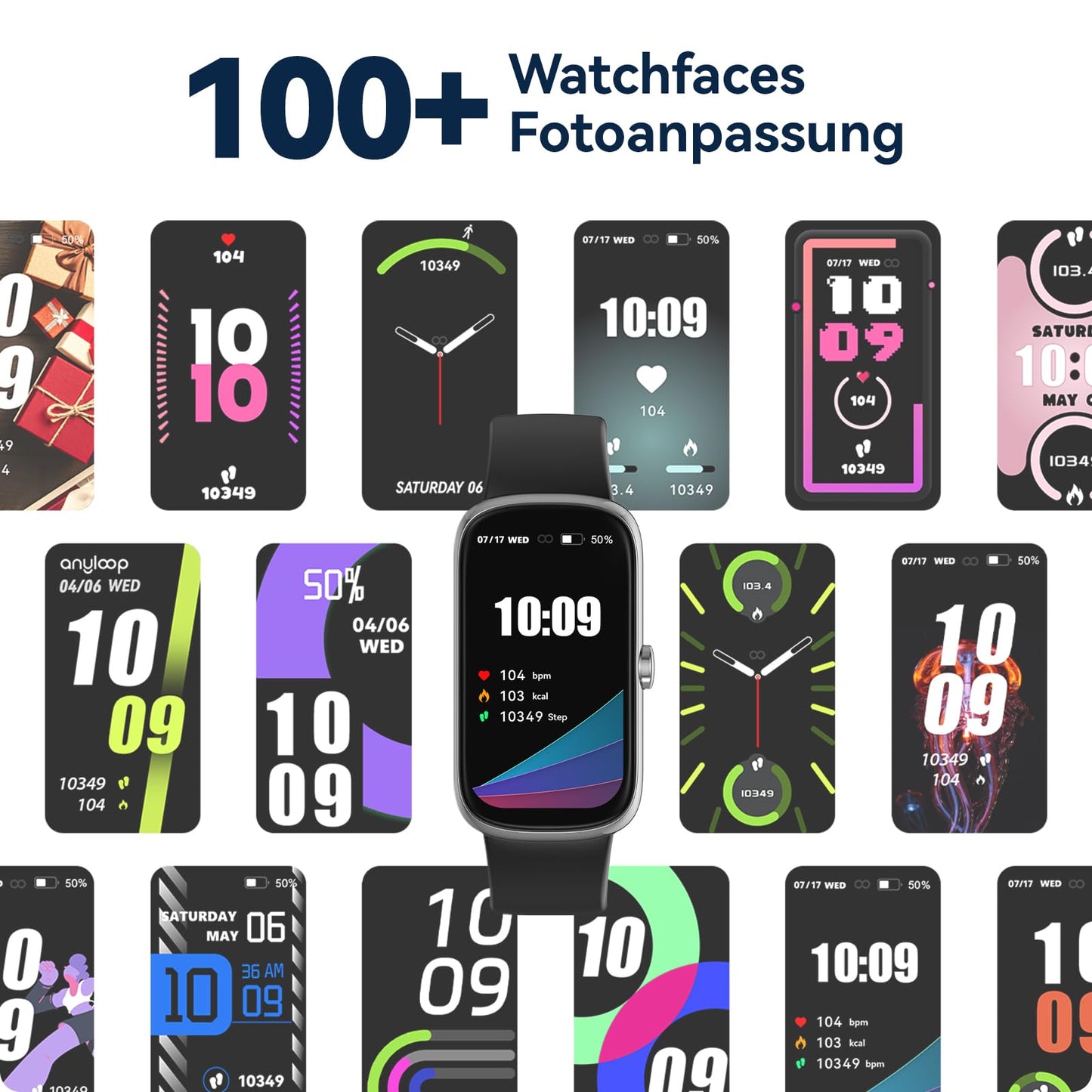 anyloop Fitness Tracker 1,47" Smartwatch Pulsuhr SpO2 Schlaf