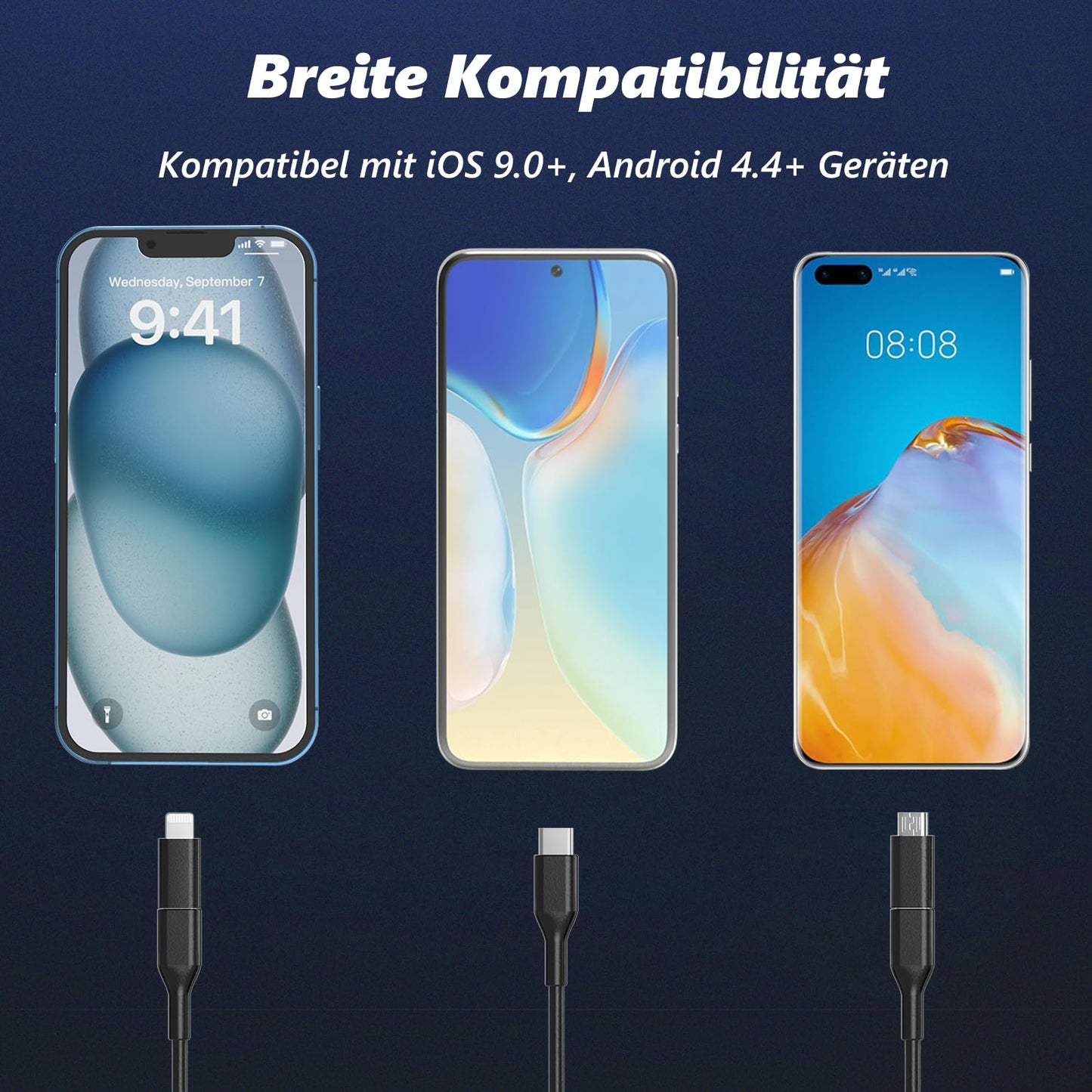 Endoskopkamera mit 8 LED, 1920P HD, IP67 wasserdicht, 5 m Kabel