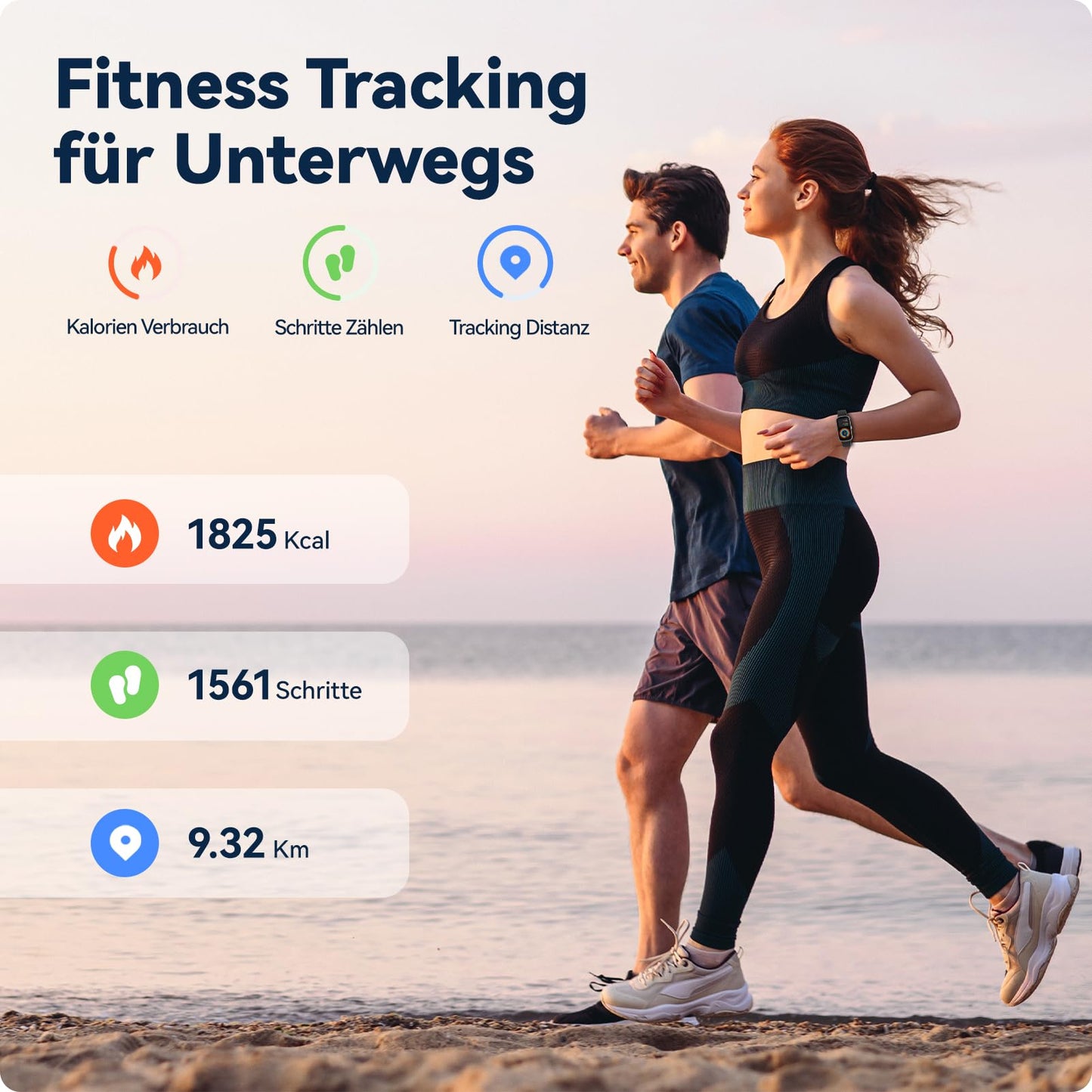 anyloop Fitness Tracker 1,47" Smartwatch Pulsuhr SpO2 Schlaf