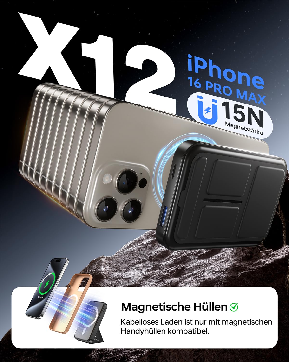 Gxorul 10000mAh MagSafe Powerbank 22.5W Schnelllade Akku Pack