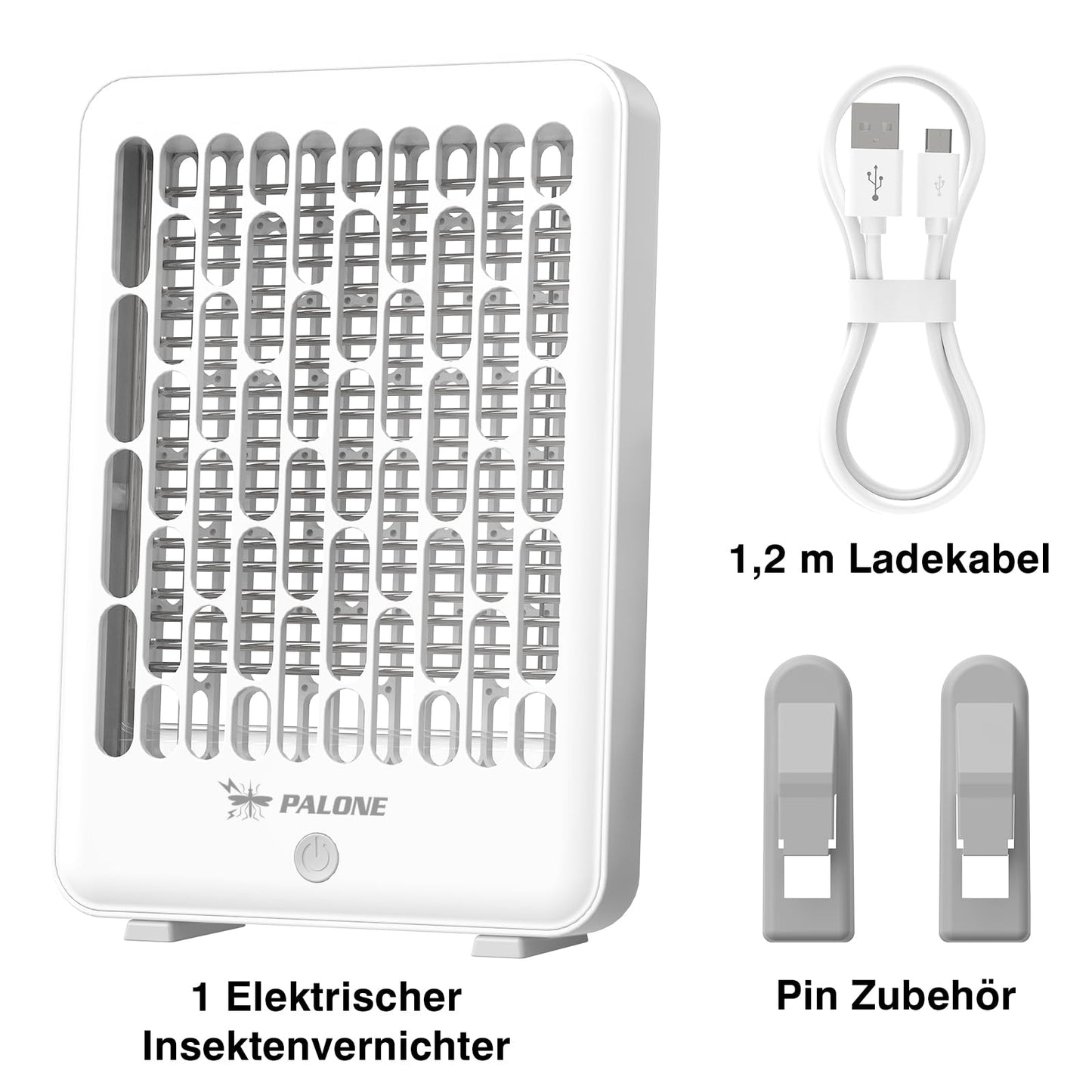 Elektrischer Insektenvernichter 4000V USB C Mückenlampe LED Akku