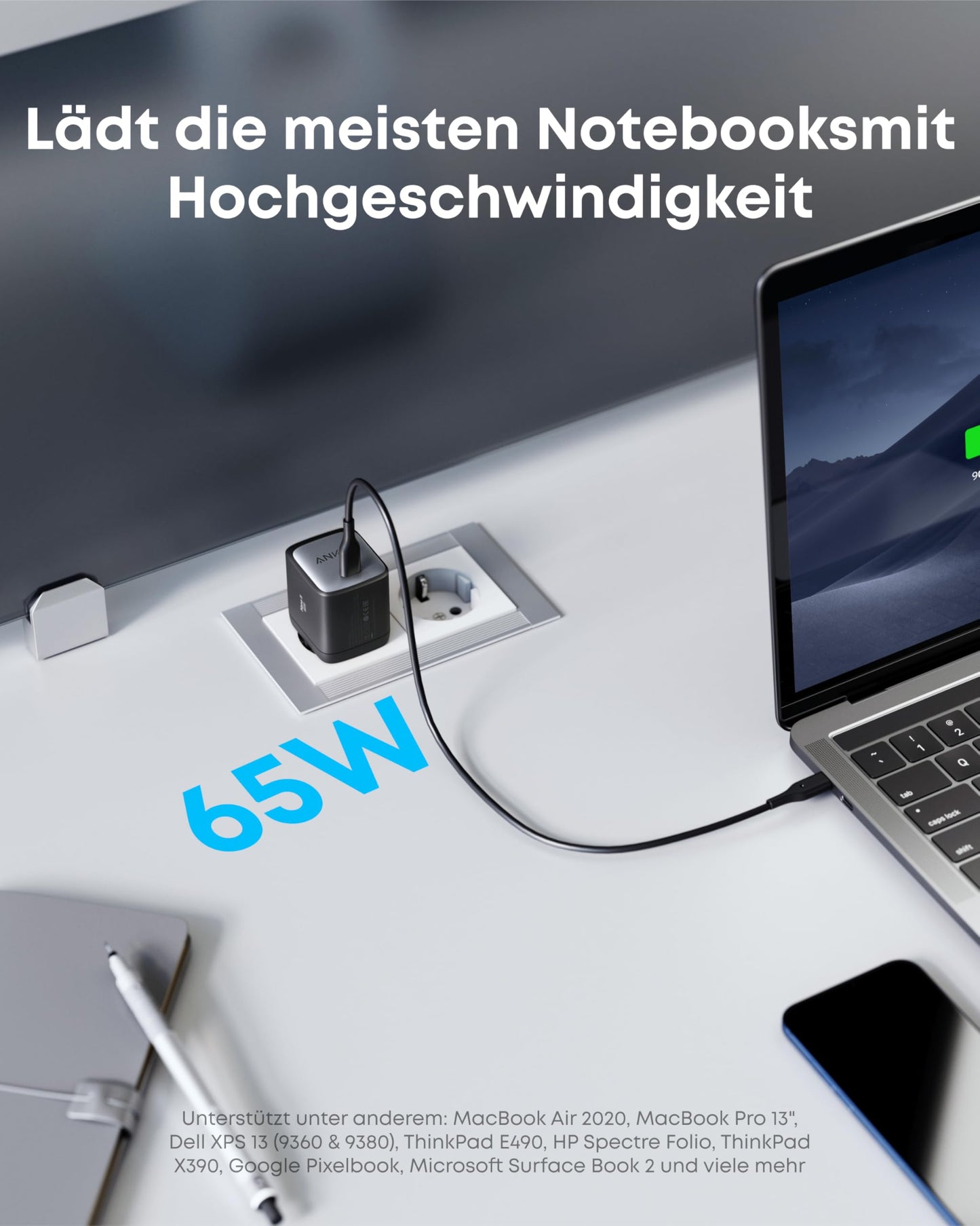 Anker Nano II 65W USB-C Ladegerät Schnellladegerät für Laptop & Handy