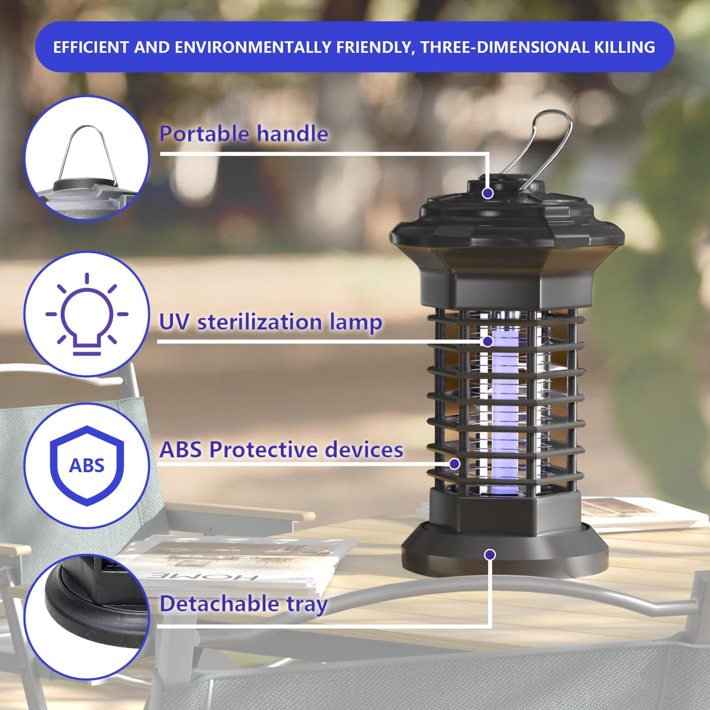 4000V Elektrischer Mückenvernichter Insektenfalle 18W UV Lampe Indoor Outdoor