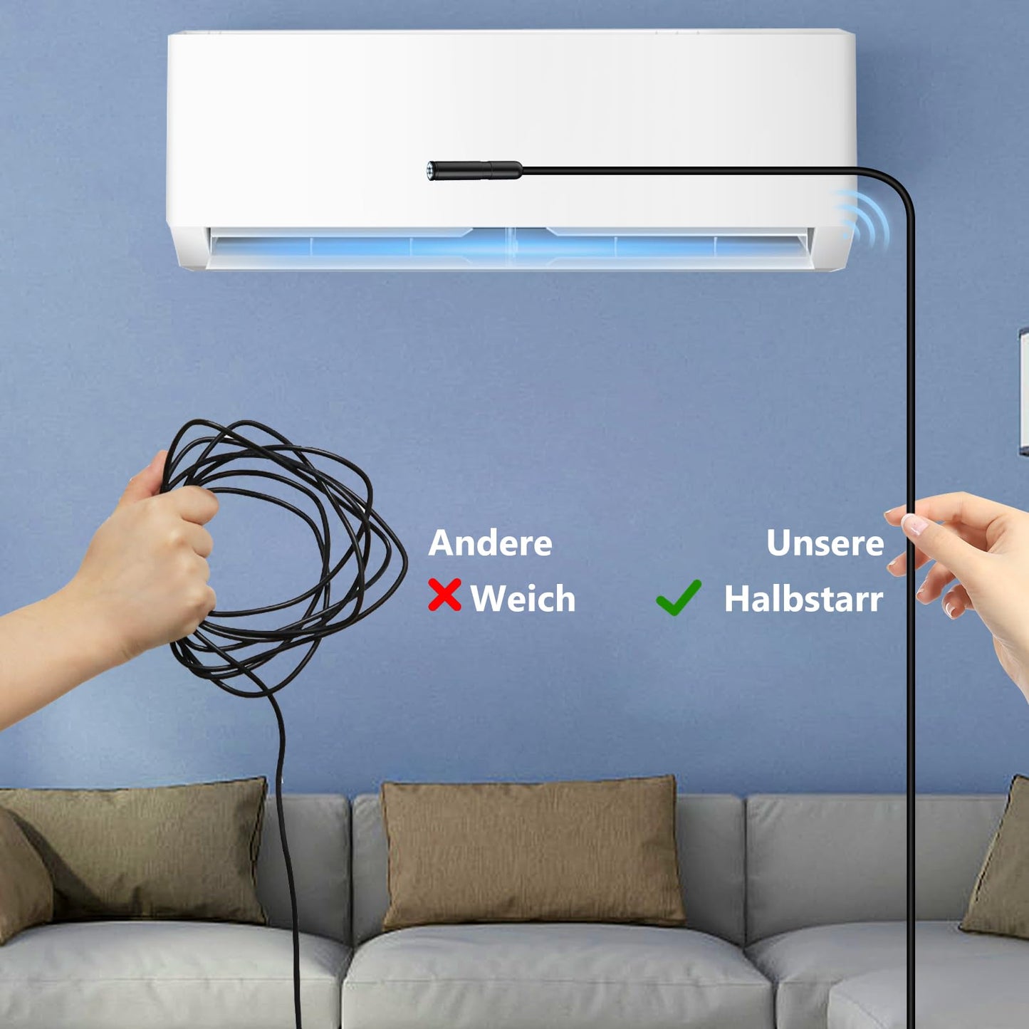 Endoskopkamera mit 8 LED, 1920P HD, IP67 wasserdicht, 5 m Kabel