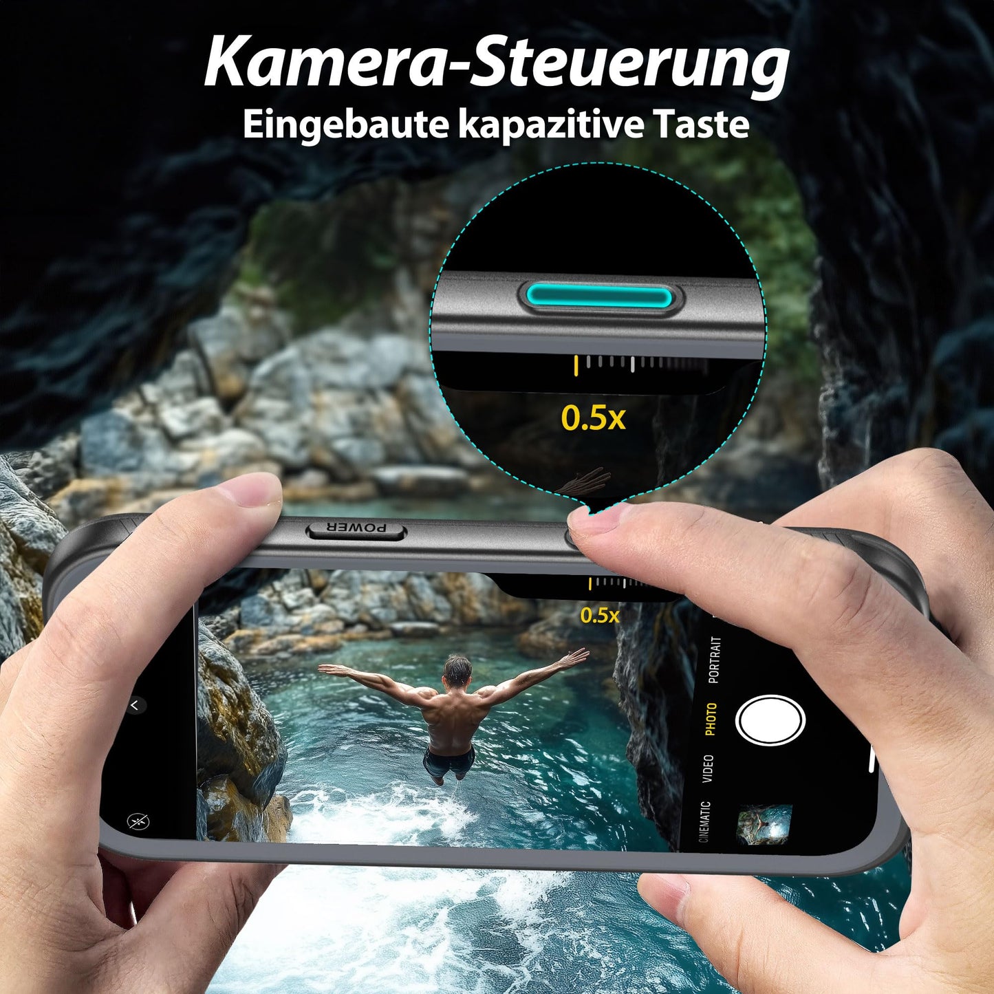 SPORTLINK iPhone 17 Air Hülle Wasserdicht 360° Schutz IP68 Schwarz