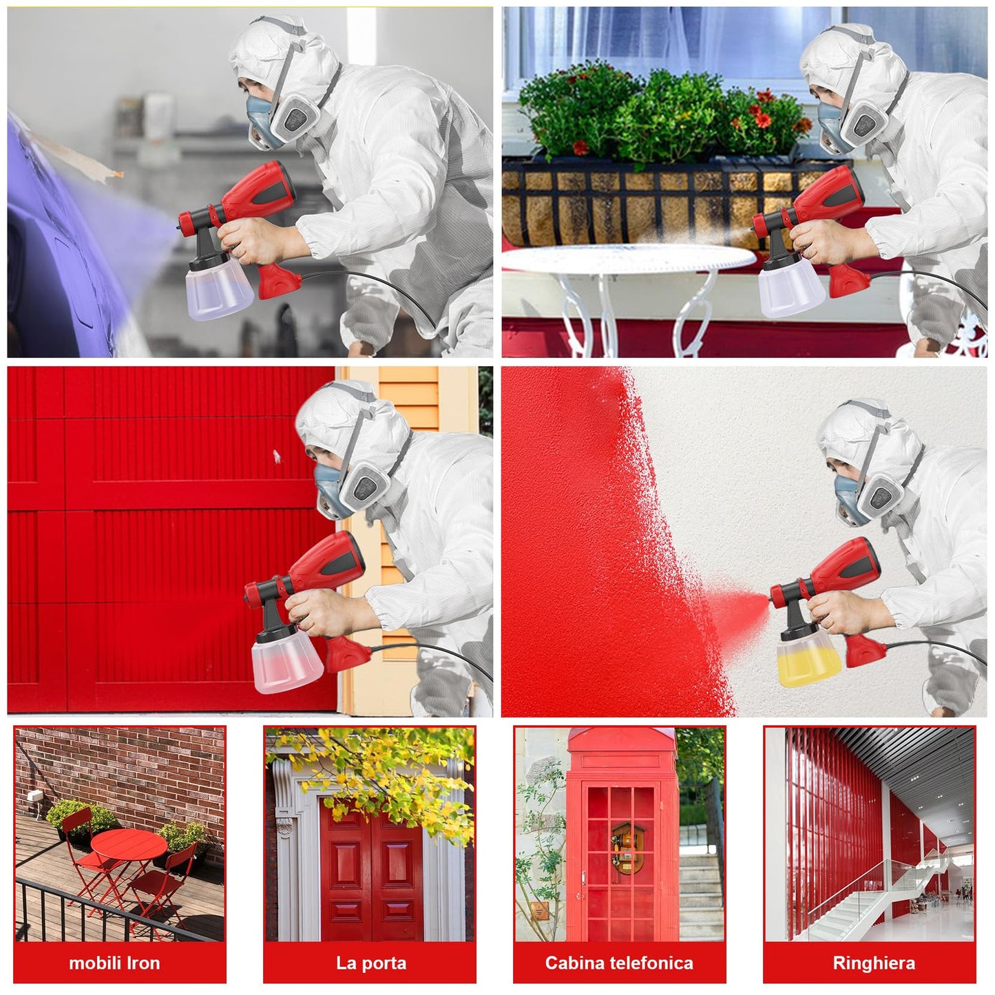 650W Farbsprühsystem 1200ml Behälter 4 Düsen Profi Lackiergerät