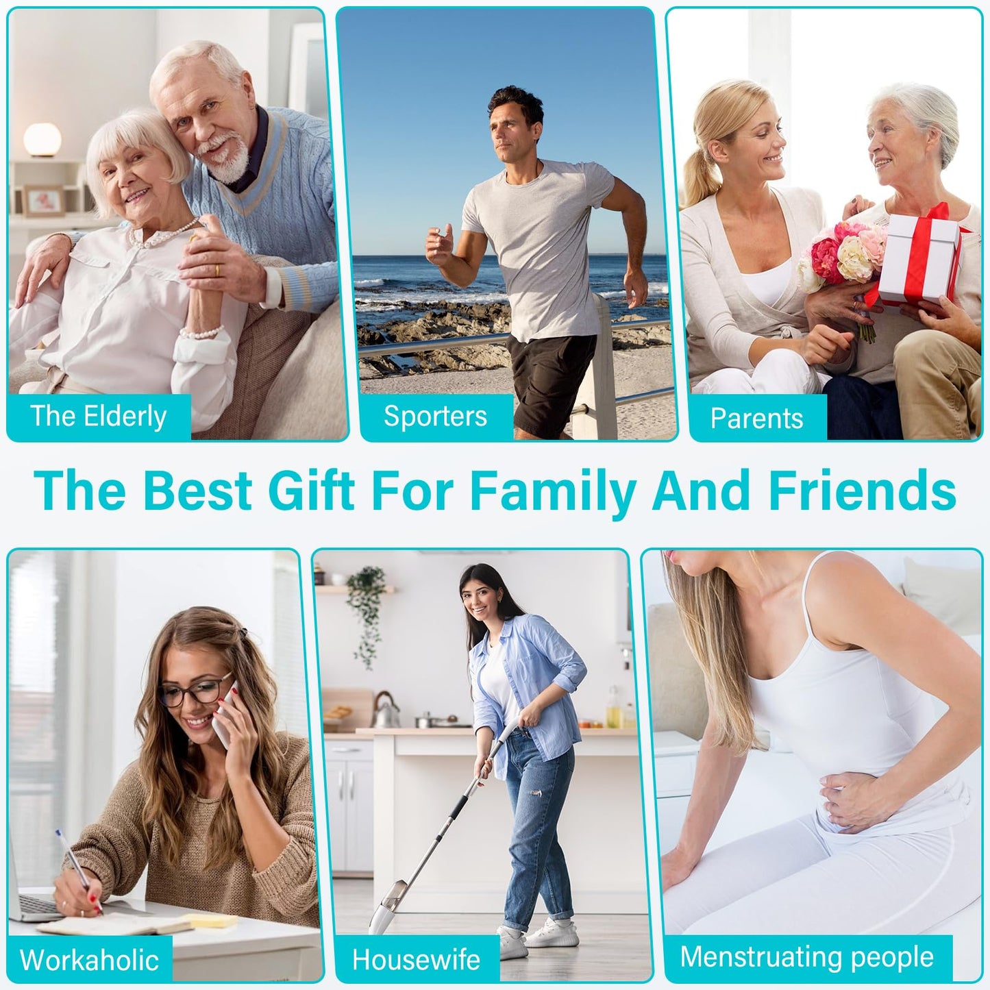 Naxup Heizgurt Rücken 5000mAh Akku Massage 3 Stufen Auto Off Rot