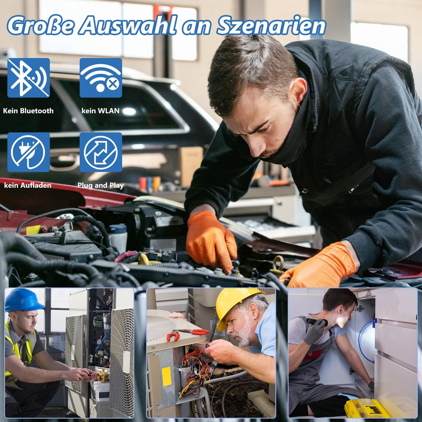 Endoskopkamera mit 8 LED, 1920P HD, IP67 wasserdicht, 5 m Kabel