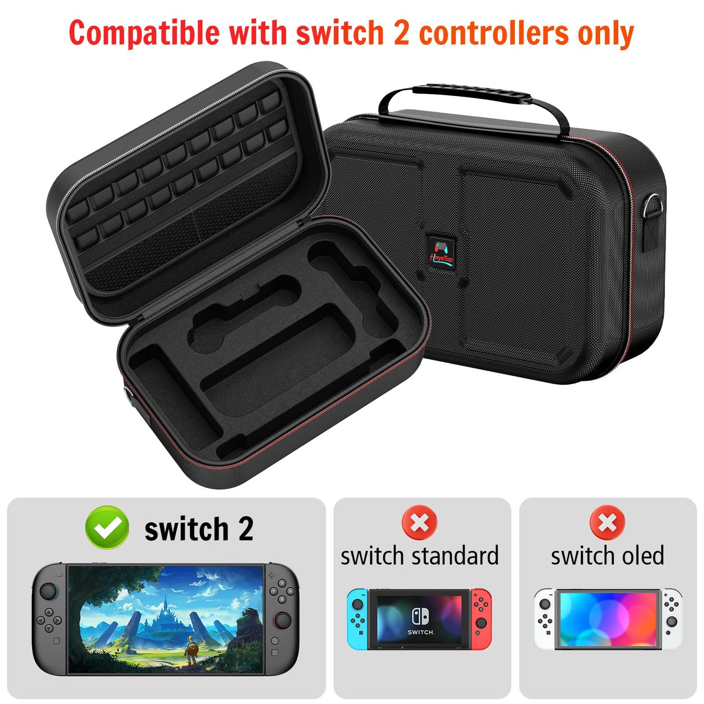 Nintendo Switch 2 Tasche wasserdicht stoßfest mit 18 Spielefächern