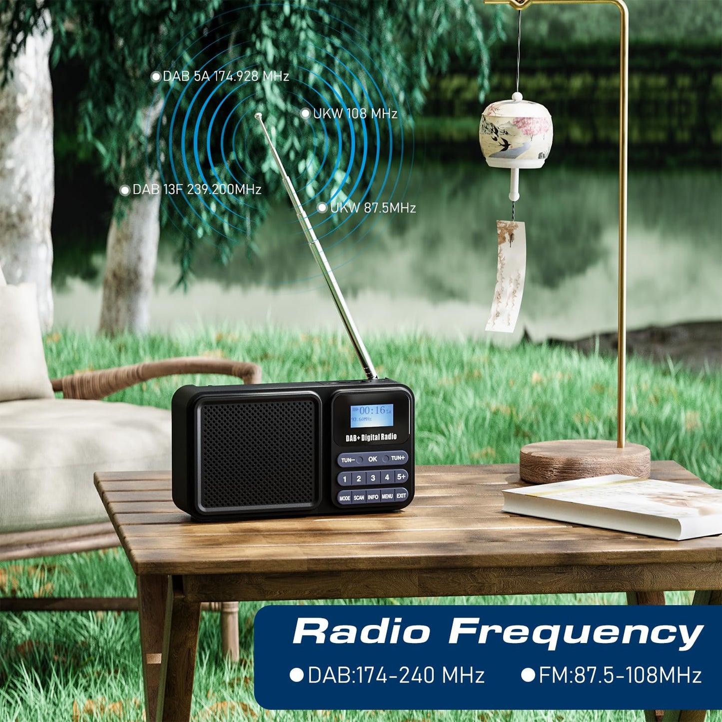 Gallypek DAB+ Radio FM Bluetooth 5.0 Akku Solar USB Küchenradio