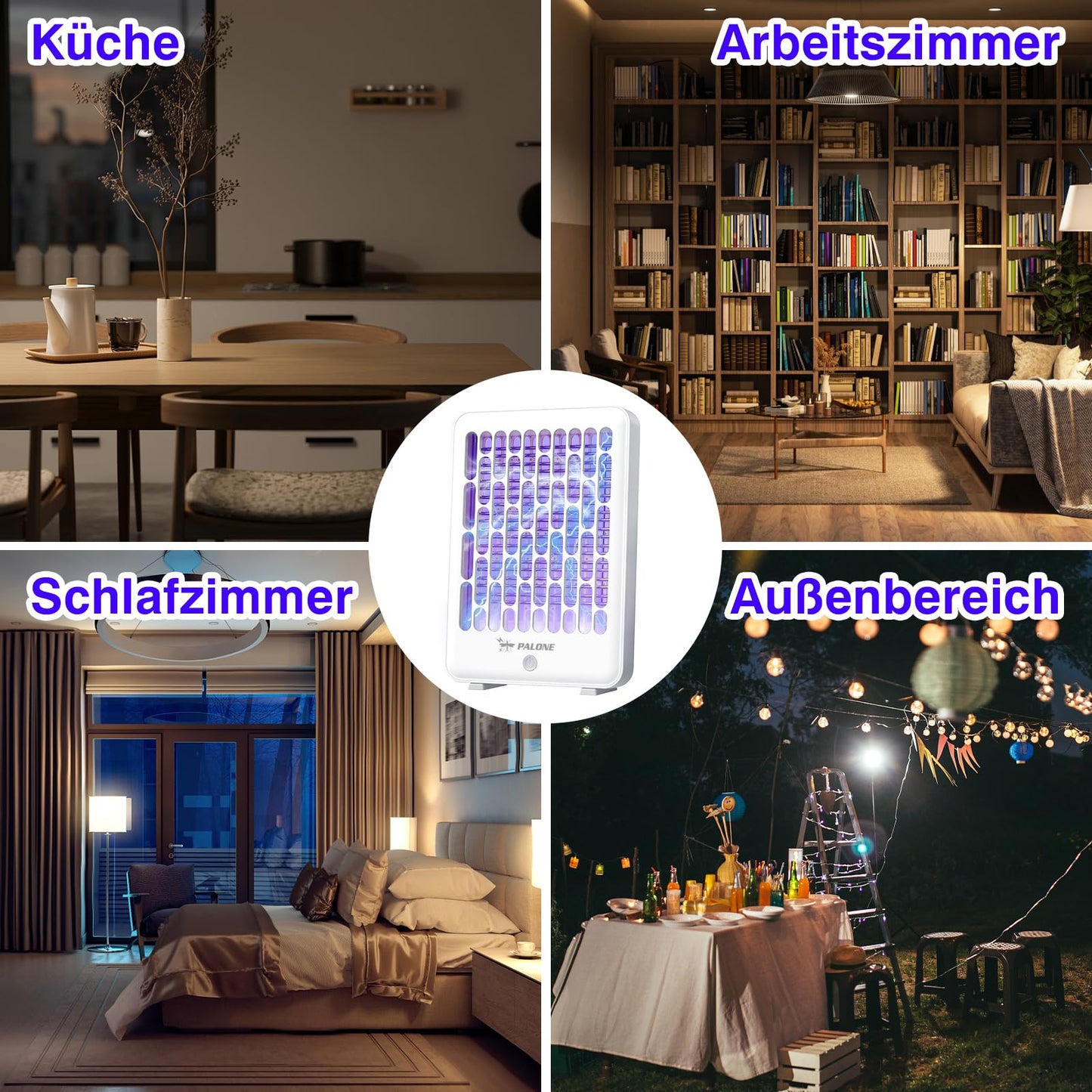 Elektrischer Insektenvernichter 4000V USB C Mückenlampe LED Akku