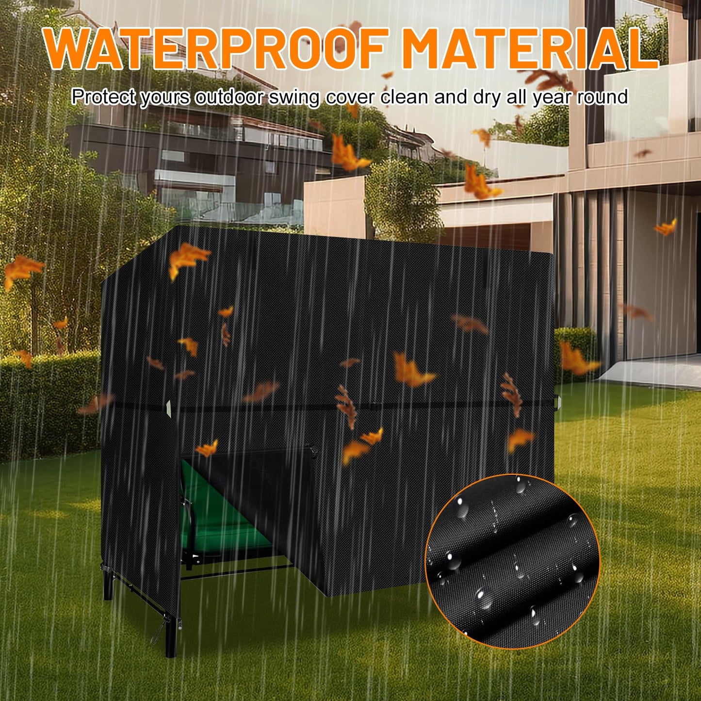 Hollywoodschaukel Abdeckung 180x120x160 cm Wasserdicht UV-Schutz Schwarz
