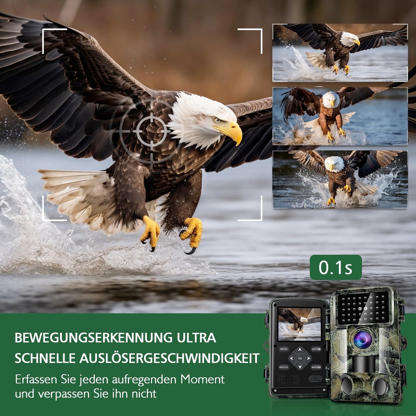 HAZA Wildkamera 2.7K 58MP Nachtsicht Bewegungssensor IP66 SD