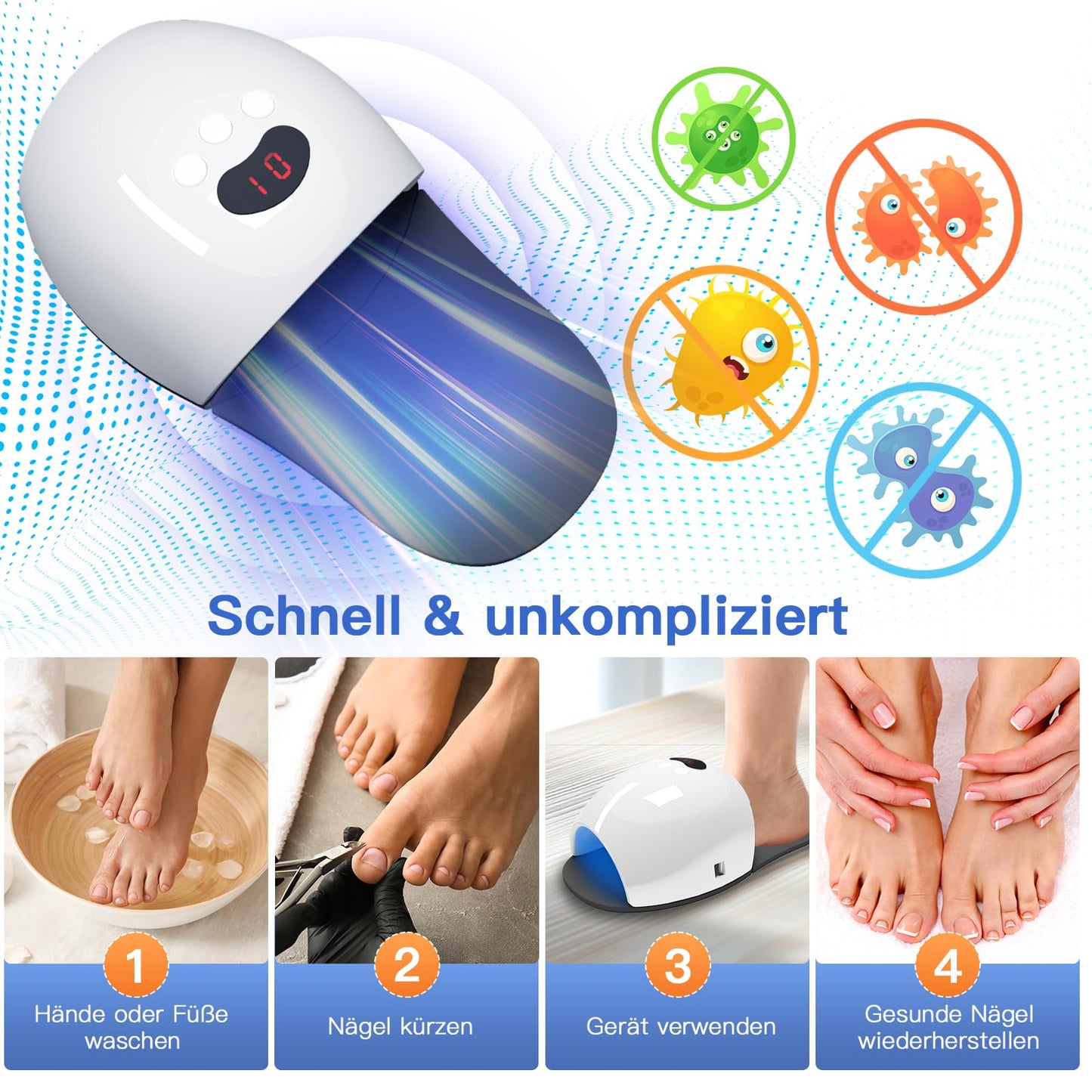 Mayo-cc Nagelpilz Gerät 2025 LED Therapie 470nm + 905nm UV IR