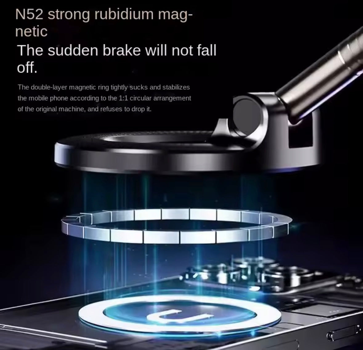 Magnetische Handyhalterung fürs Auto – Modell K007 | Faltbare 360° Saugnapf-Halterung aus Aluminiumlegierung