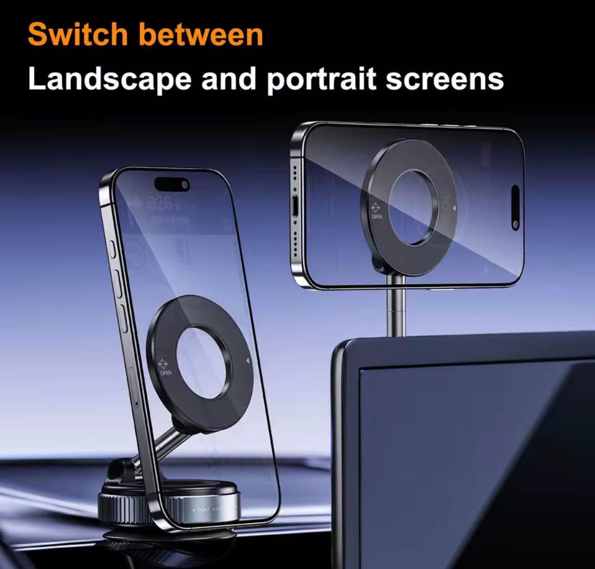 Magnetische Handyhalterung fürs Auto – Modell K007 | Faltbare 360° Saugnapf-Halterung aus Aluminiumlegierung