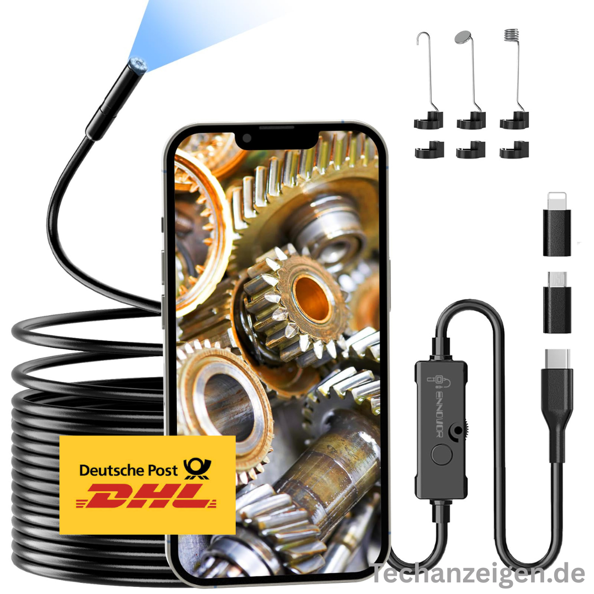 Endoskopkamera mit 8 LED, 1920P HD, IP67 wasserdicht, 5 m Kabel