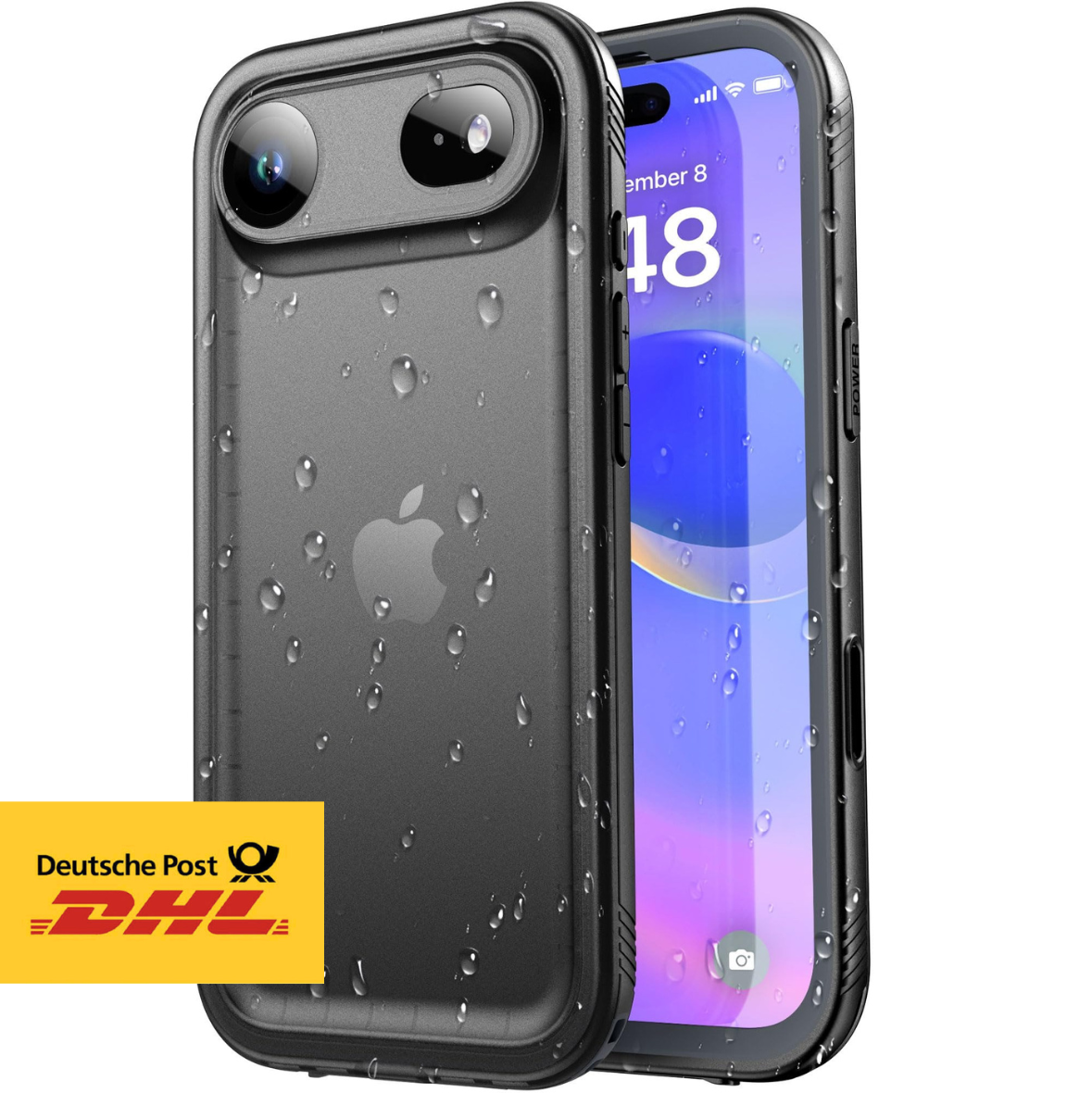 SPORTLINK iPhone 17 Air Hülle Wasserdicht 360° Schutz IP68 Schwarz