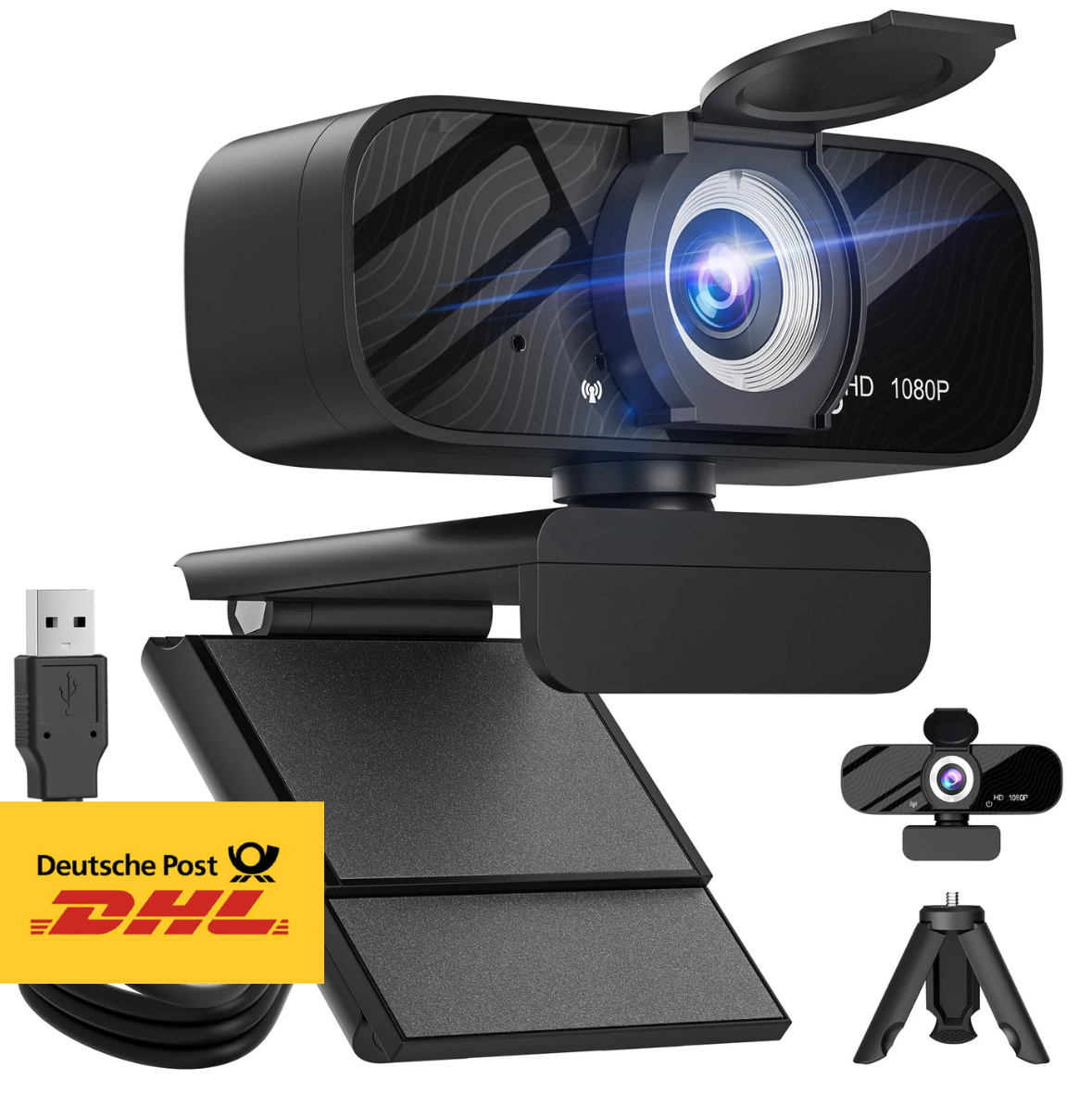 Gohero HD Webcam 1080P mit Mikrofon USB Lichtkorrektur PC Mac