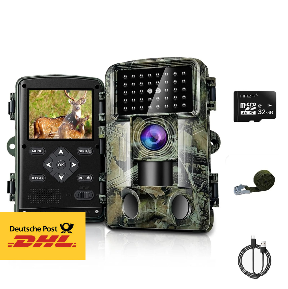 HAZA Wildkamera 2.7K 58MP Nachtsicht Bewegungssensor IP66 SD