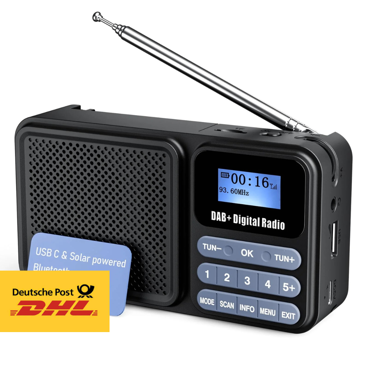 Gallypek DAB+ Radio FM Bluetooth 5.0 Akku Solar USB Küchenradio