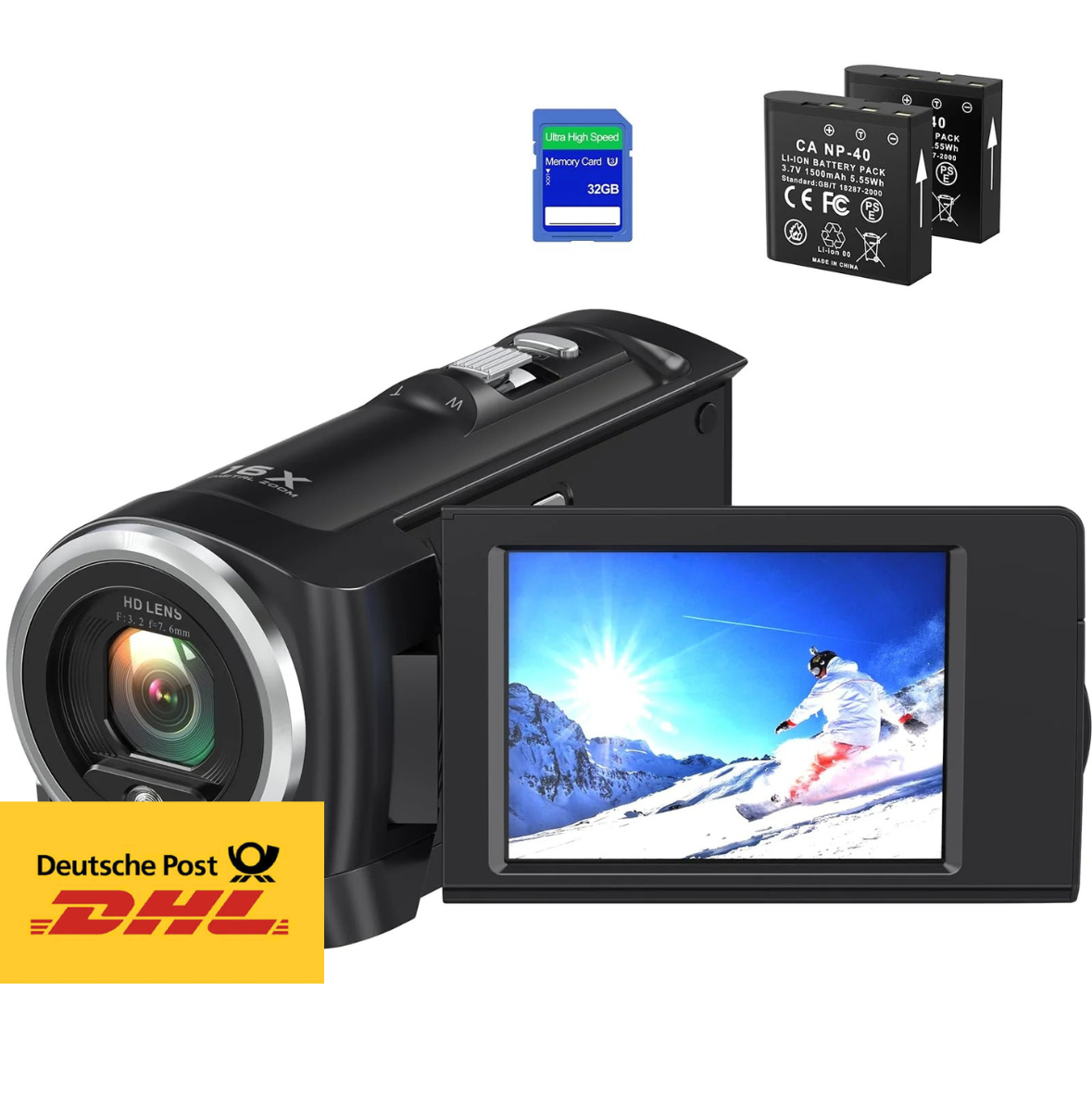 FANQUTU Videokamera 2.7K 56MP Camcorder 16x Zoom Full HD